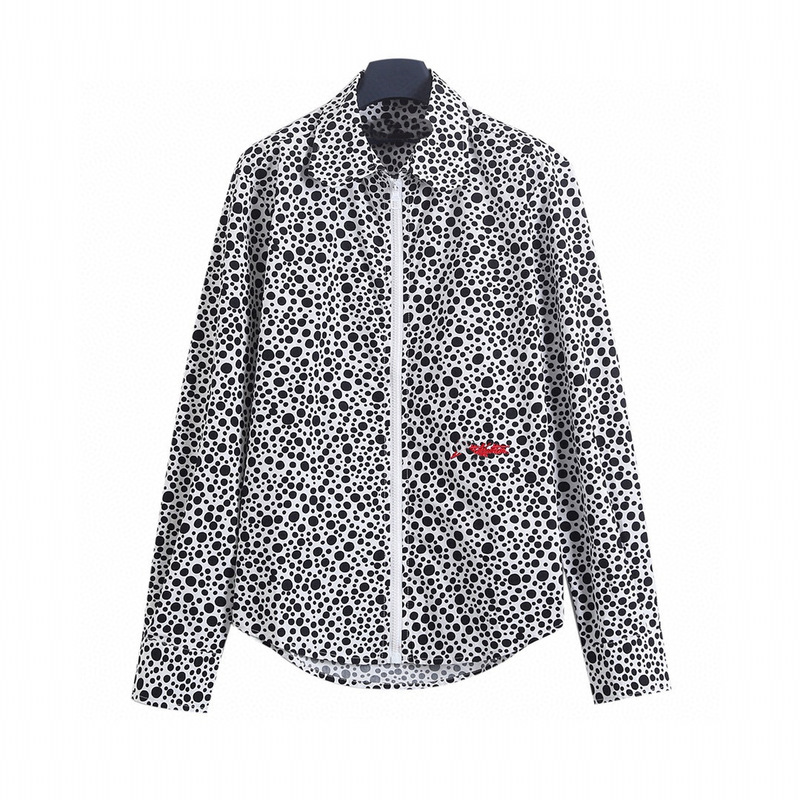 High-End Independent Men's and Women's Spring and Autumn New Style Full-Print Polka Dot Zipper Long-Sleeved Shirt Loose Daily Casual Cross-Border
