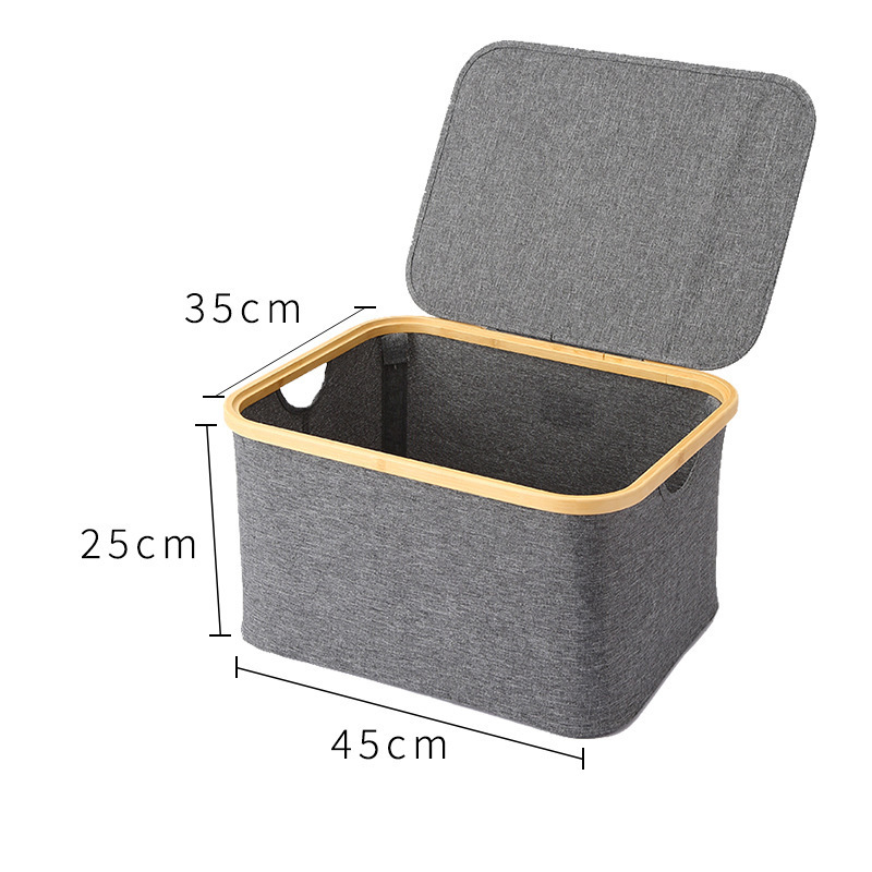 Cesta de ropa sucia transfronteriza con bolsillo interior con cubierta de bambú y madera plegable Cesta de almacenamiento de ropa sucia Cesta de ropa sucia