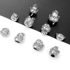 做旧山西老银挂件吉字招财猫吊坠DIY手工串珠编绳手链手绳坠饰品