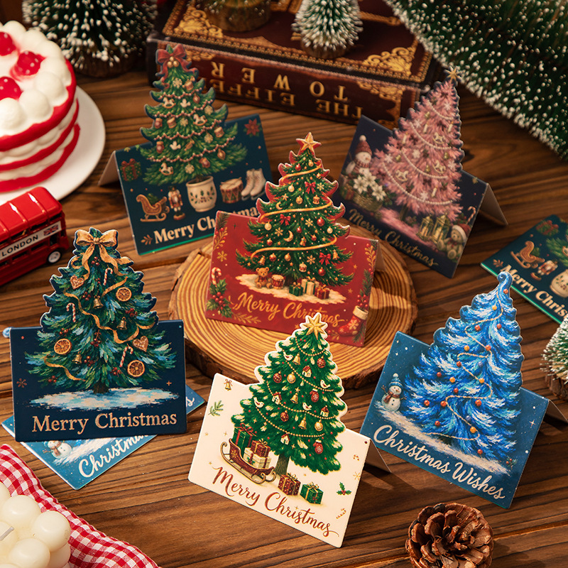 Christmas, Christmas tree, greeting cards, flower shop, baking, foreign trade, gift-giving, small cards, manufacturer wholesale, gift message cards