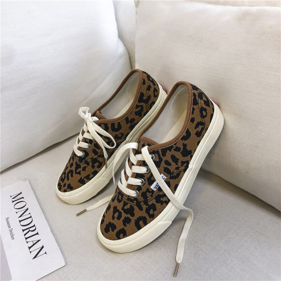 Leopard Print Canvas Shoes Women's 2024 Summer New Korean Style ulzzang Sneakers for Students Street Shooting Running Casual Shoes Trendy