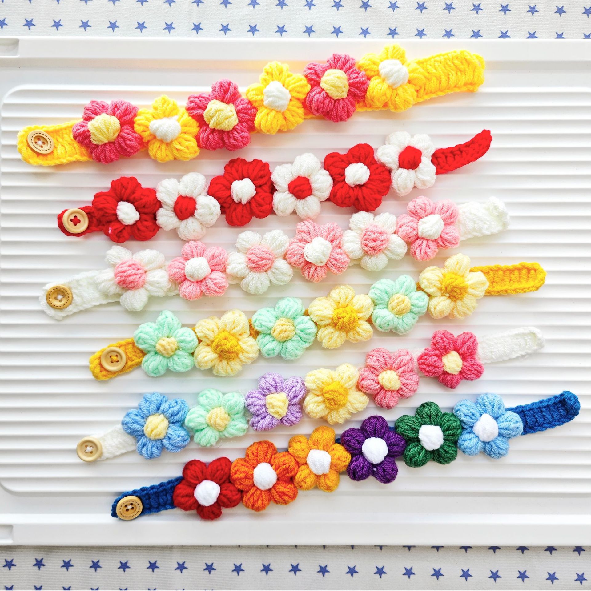 宠物可爱围脖项圈装饰配饰品狗狗猫咪手工立体毛线花朵小猫小型犬|ru