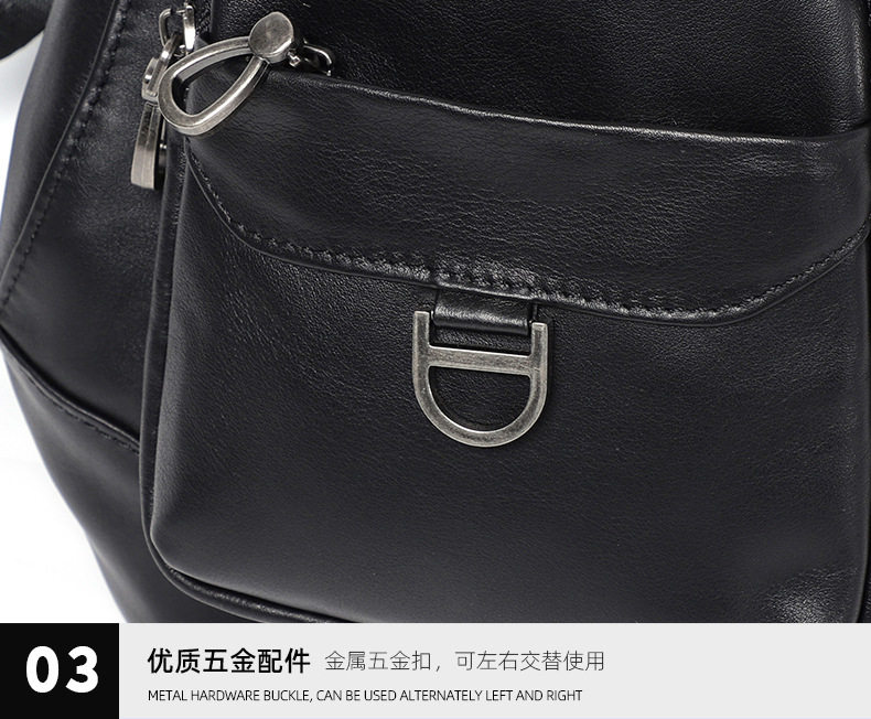 Túi đeo chéo nam da bò thật 24×13×39 cm , chống trộm — Màu đen chi tiết 18