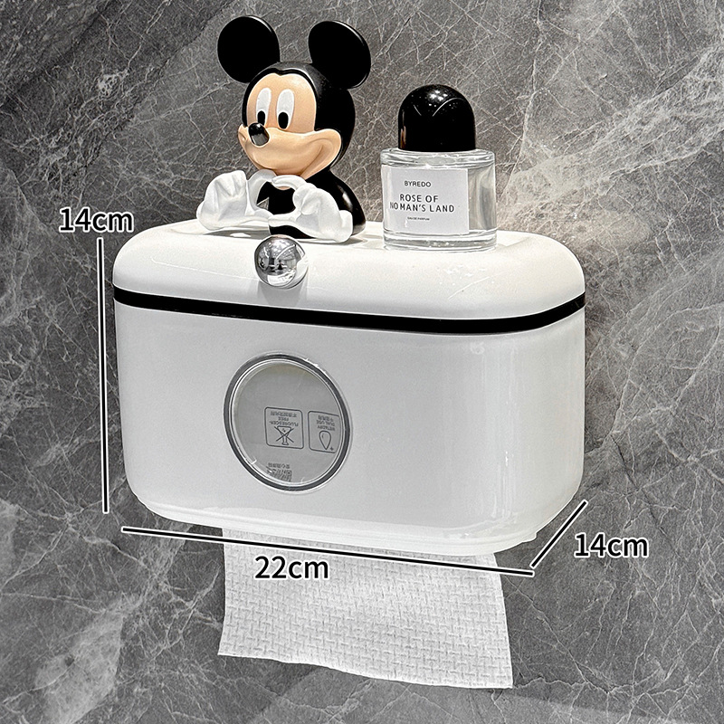 Caja de pañuelos para inodoros, caja de papel higiénico impermeable sin perforaciones montada en la pared, caja de dibujo creativa de alto valor para el baño