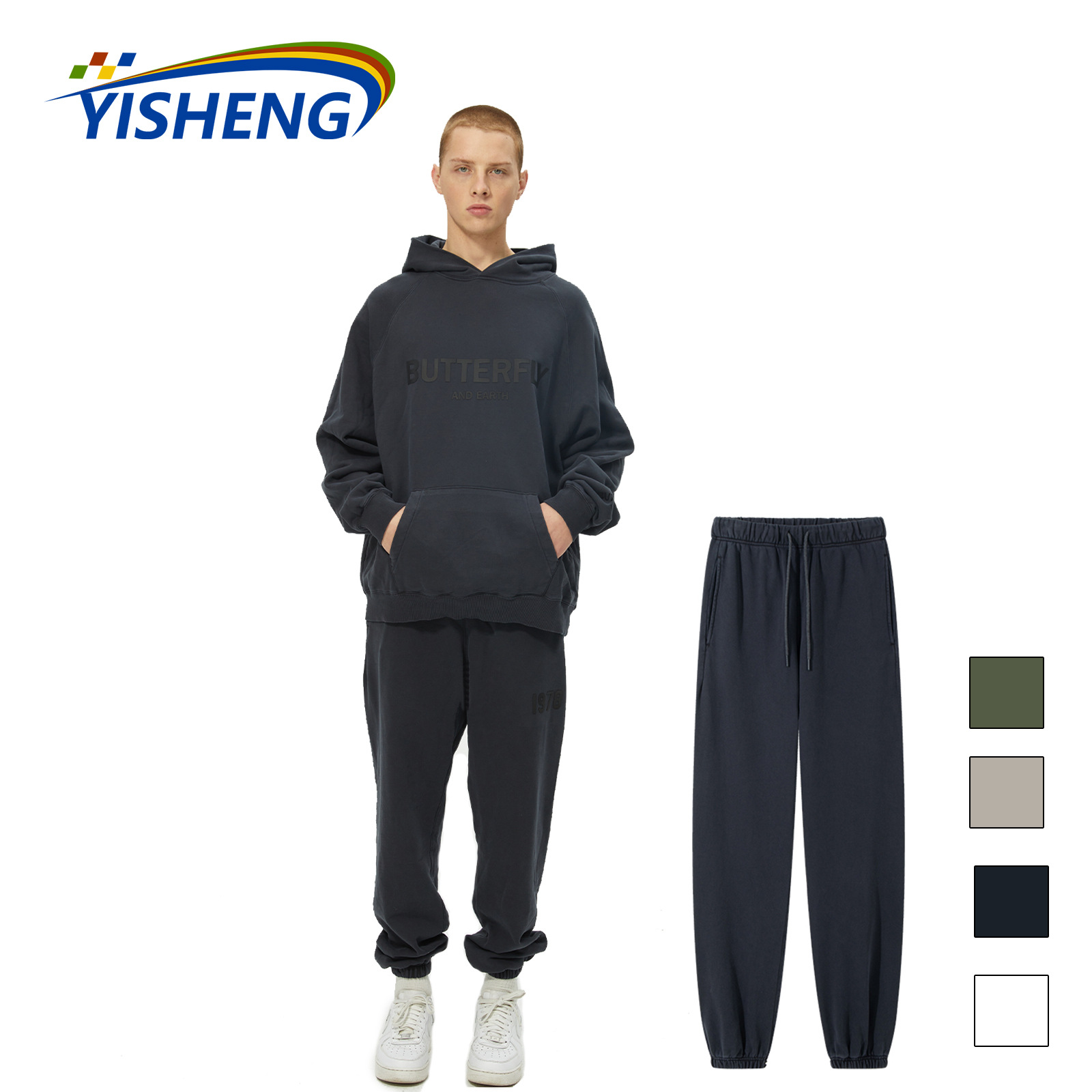 420g Terry suelta marca de moda de color sólido de algodón pesado lavado pantalones de los hombres tobillo-atado casual sweatpants Pantalones deportivos