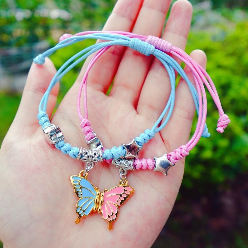 Cute Butterfly Magnetic Couple Bracelets, Super Fairy-Like for Girls, Simple Woven Bracelets, Gift for Best Friends on Valentine's Day