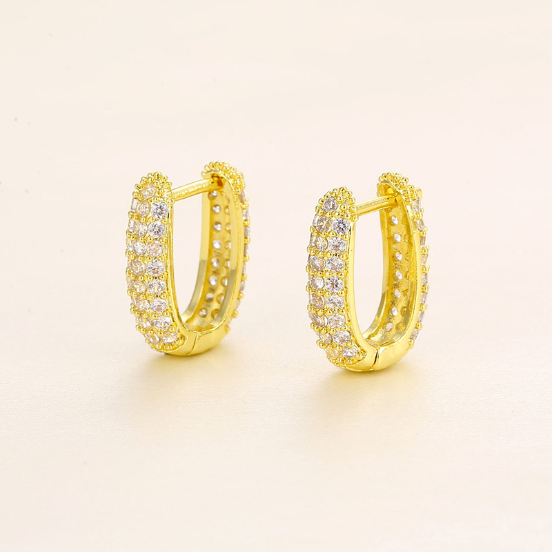 U Shape Pattern Women'S Gender Fashion U Shape Copper Inlay Zircon Earrings 1 Pair