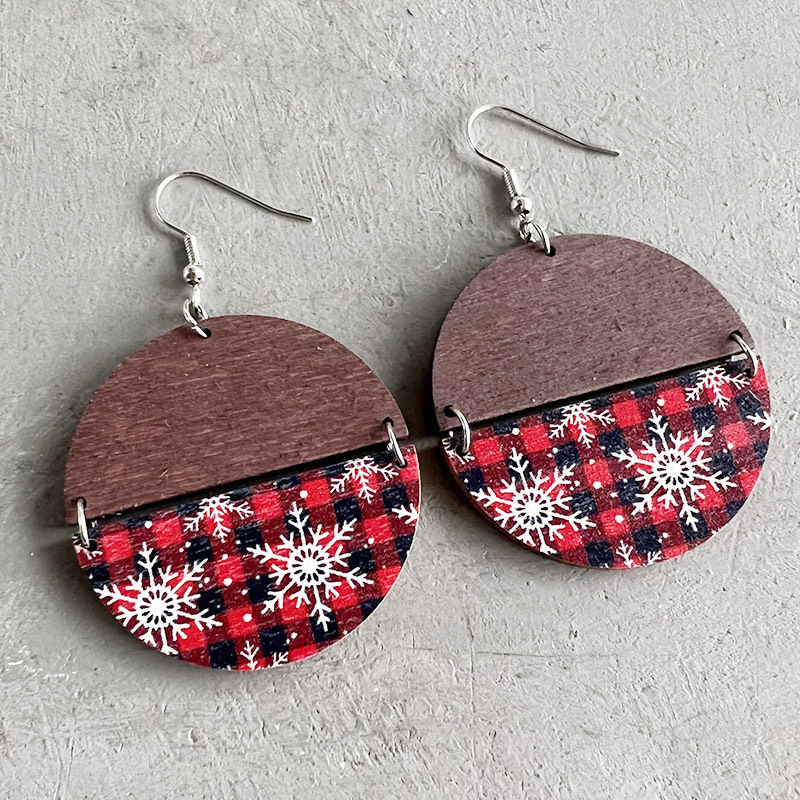 Bohemian Geometric Wood Christmas Women's Drop Earrings display picture 4