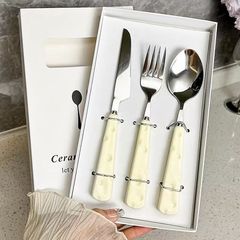 Insチーズスプーンフォーク箸三点セット学生子供携帯食器洋食ステーキナイフフォークスプーンセット