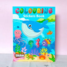 跨境A5涂色贴纸本填色本卡通涂鸦画画儿童colouring stickersbook