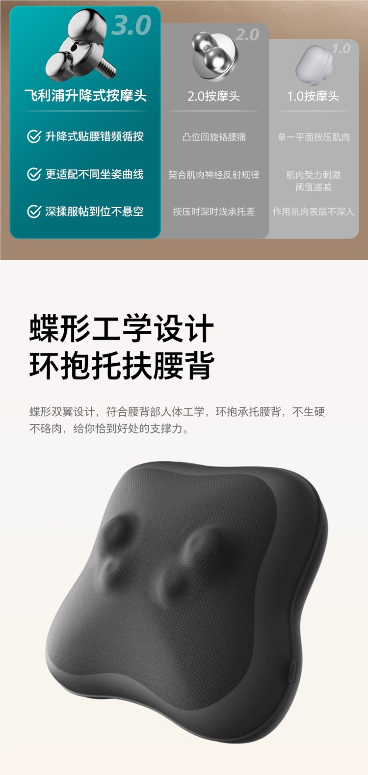Philips waist massager, fully automatic kneading, whole body cervical spine massager, car back cushion, pillow, magical gift for men and women