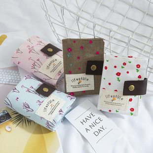 New Korean style pastoral floral canvas card holder women's multi-card ID bag 20 card holder bank card bag