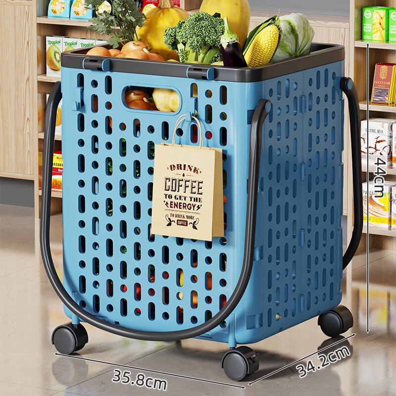 Carrito de Compras Plegable Portátil de PP de Alta Resistencia, Silencioso, para Hogar y Supermercado image 12