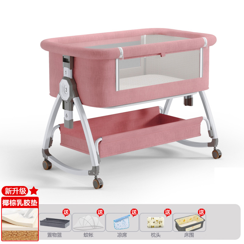 Cuna de bebé recién nacido cama costura Cama grande Baby Shaker BB cama de los niños cuna cama multifuncional móvil plegable image 59