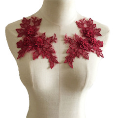 Fashion Lace Net Sheer Edge Embroidered Flowers 3D Cut-out DIY Dress Collar Decorative Embroidery Patterns
