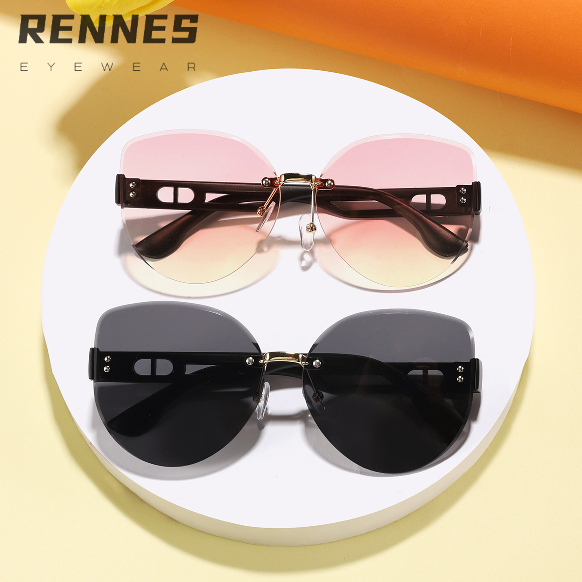 2024 New Children's Frameless Gradient Cut Sun Glasses with High-end Outdoor Style, Internet Trendy Sunglasses for Street Photography