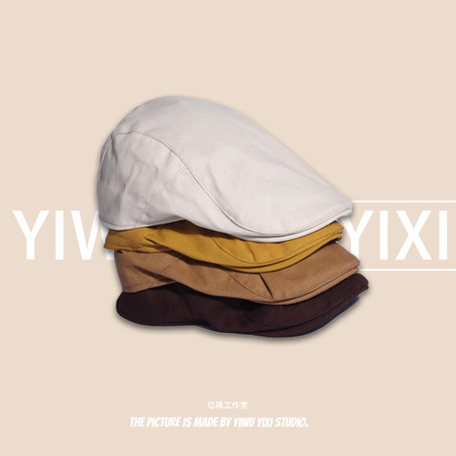 Bell cap for women, suitable for spring, summer, autumn, and winter, trendy retro Japanese, niche, artist hat, round face, makes face look smaller, avant-garde hat