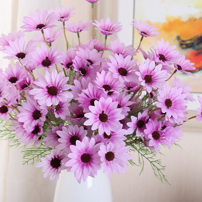 Ins Chamomile Daisy Artificial Flower Bouquet Living Room Decor Ornament Plastic Dry Flower Dining Table Centerpiece