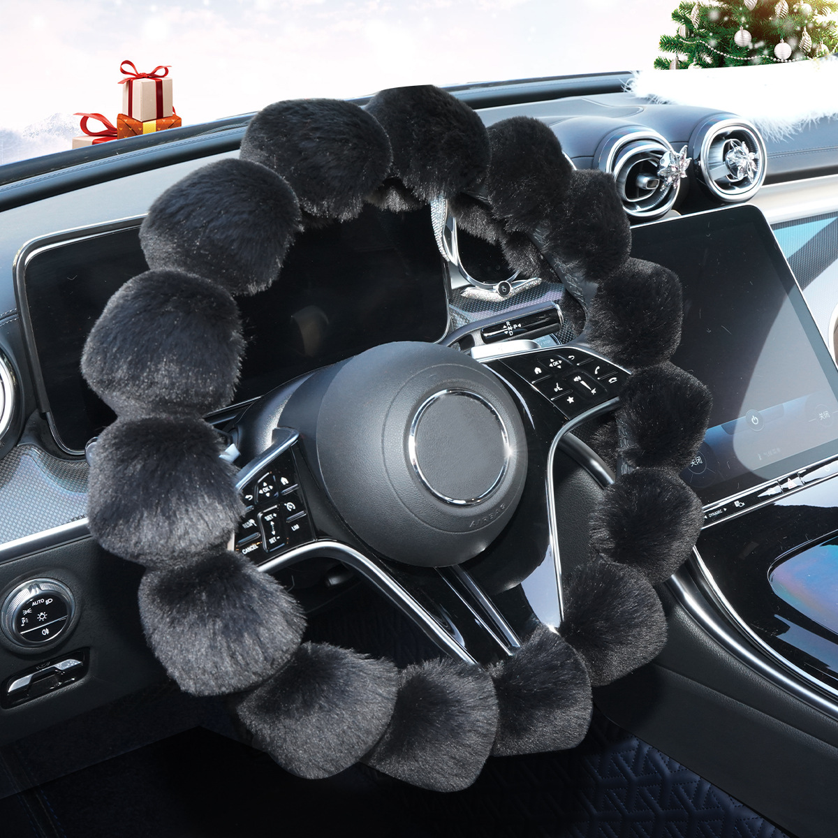 Car Steering Wheel Cover Winter Plush Cross-Border Foreign Trade Hot-Selling Decorative Non-Slip Warm Cute All-Season Universal Handle Cover