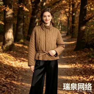 ZA跨境外贸女装爆款2026秋季新款欧美时尚立领收腰系带薄棉外套女