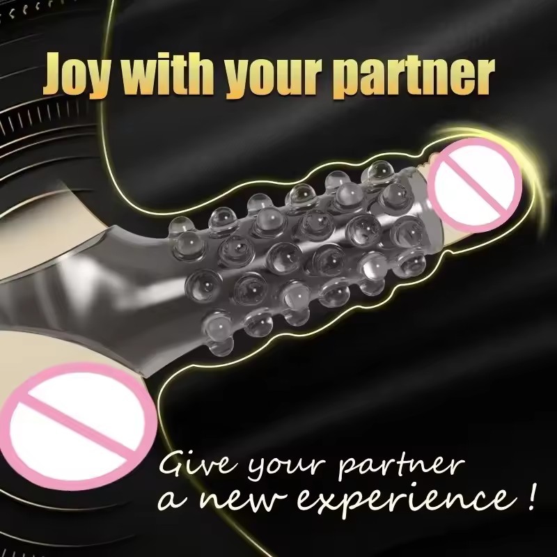 Textured TPE Penis Sleeve Condom with Studded Surface and Foreskin Blocker Design — detail image 2