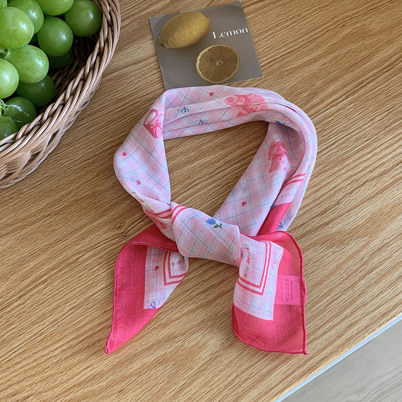 60 pequeñas bufandas cuadradas flores de anacard de verano versátiles seda de decoración de pañuelo impresa bufandas de seda envoltura pañuelo correa de pelo