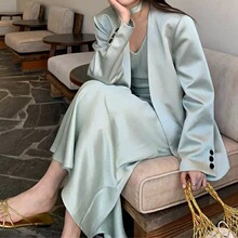 2025年春季新款韩系西装外套连衣裙套装女高级感吊带裙两件套ins