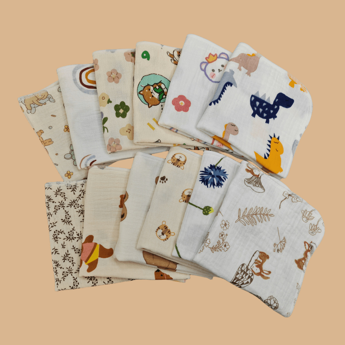 Pastoral Animal Cartoon Gauze Burp Cloths Baby Accessories display picture 1