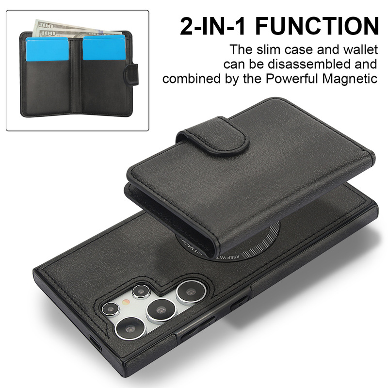 Suitable for Samsung S26Ultra Mobile Phone Case S25 Wireless Charging with Stand Two-In-One A55 Flip-Top Card Holder Leather Case