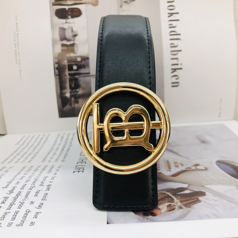 Round TB Black Plain Gold Buckle
