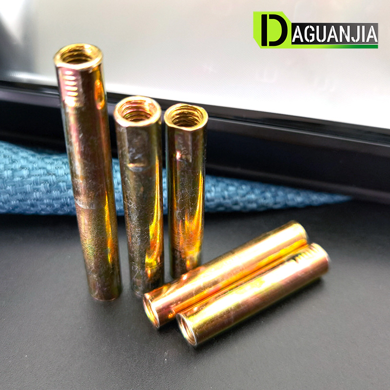 Fingerprint lock hardware accessories double-headed stud sleeve full internal thread pipe M5xM6 flat dual-pass installation pipe