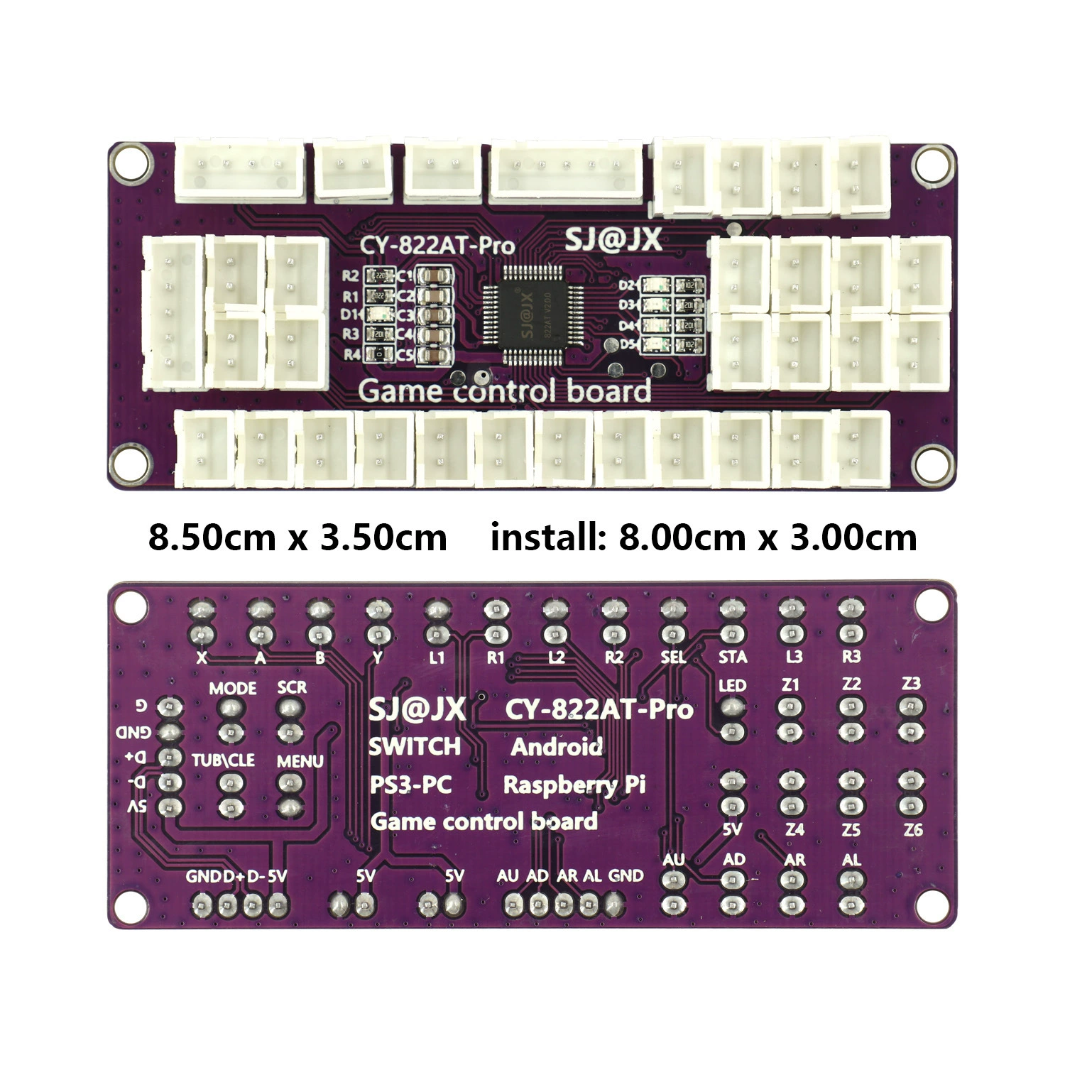 Arcade joystick chip circuit board single -player four -player four -person game multiple expansion port support macro function