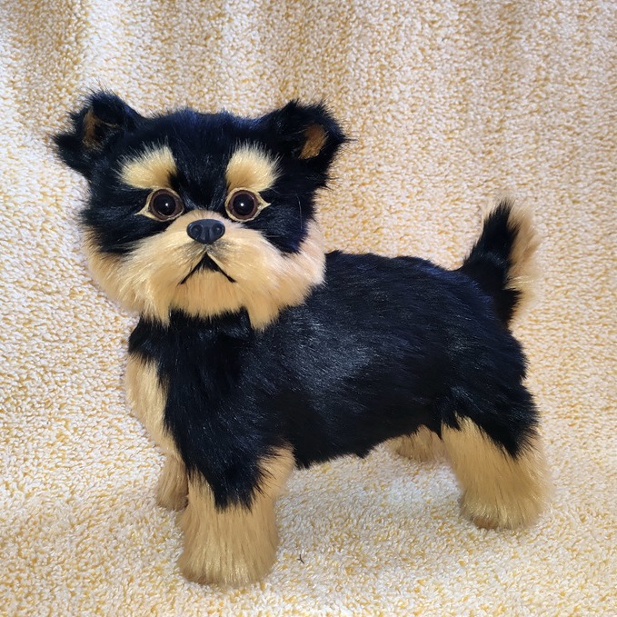仿真狗约克夏模型玩具小狗仿真狗娃黑狗静态模型摆件约克夏幼犬|ru