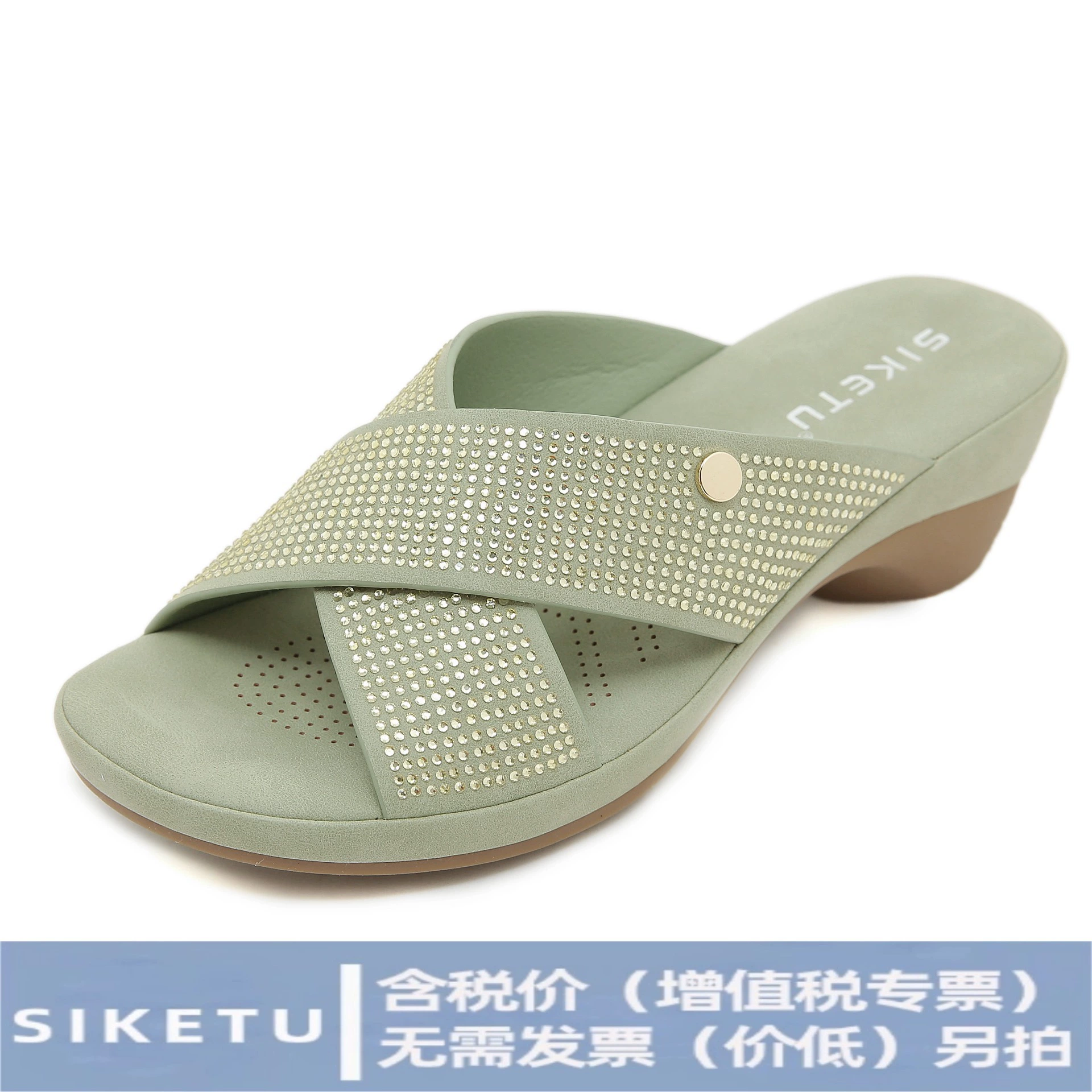 678-2 Новый 2025 весна лето Diamond модная наклон с открытыми носиками противоскользящий наклон с каблуком для пригородных сандалий женские туфли