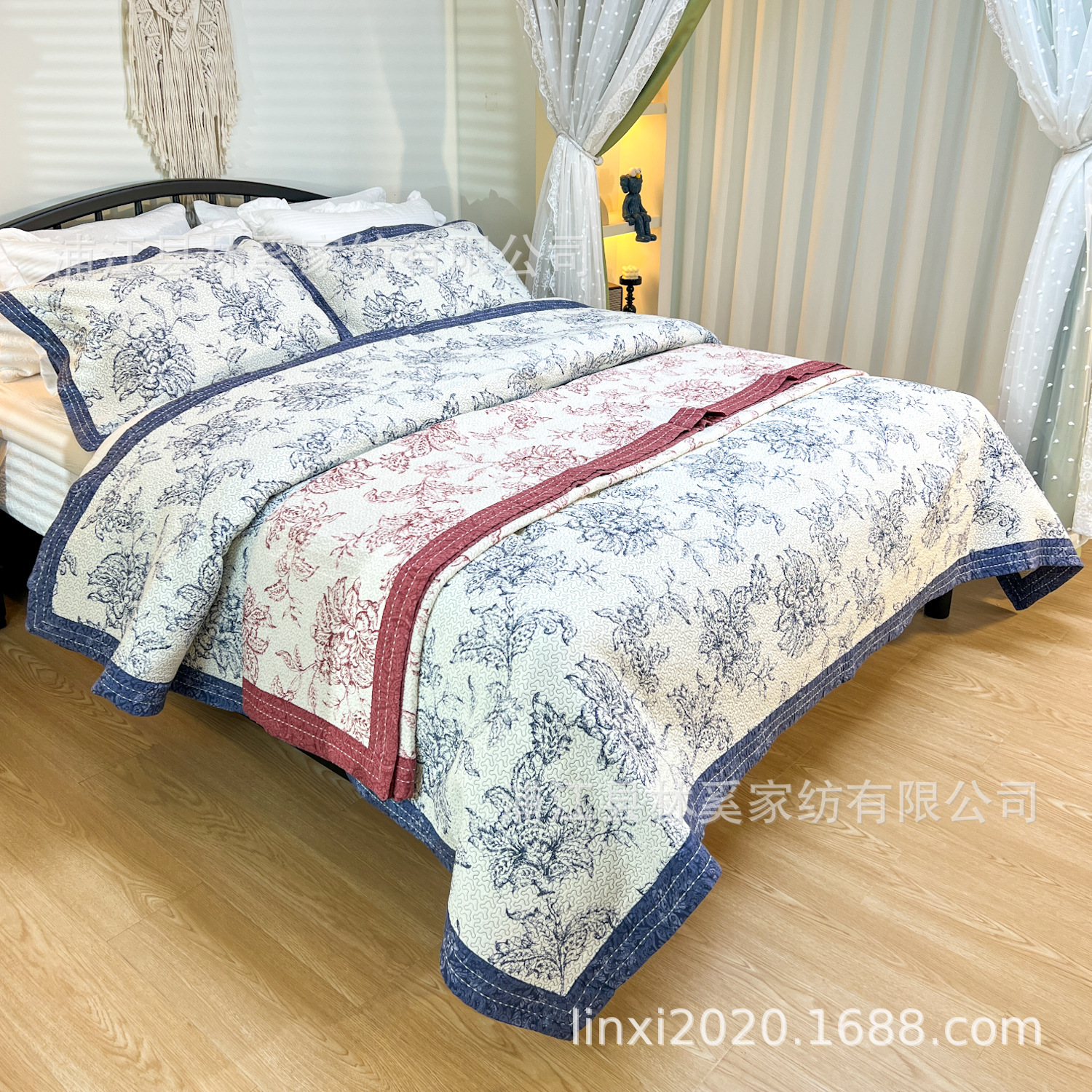 Wholesale American pattern cotton quilted quilt three-piece bed cover Dutch pattern hotel B & B hotel new Chinese style