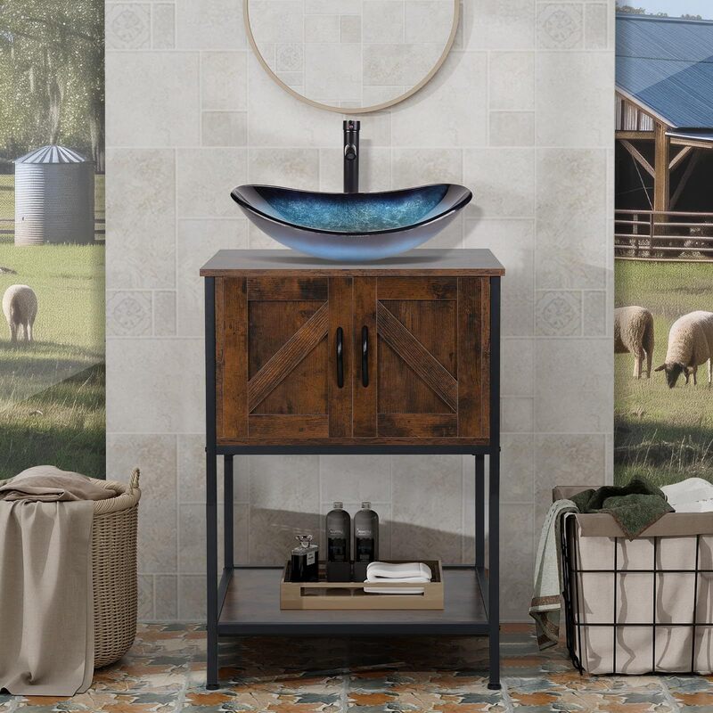 Bathroom Sink Cabinet Metal Wood Vintage Farmhouse Flat Door Brown High Foot Small Space Toilet Bathroom Sink Cabinet Metal Wood Vintage Farmhouse Flat Door Brown High Foot Small Space Toilet
