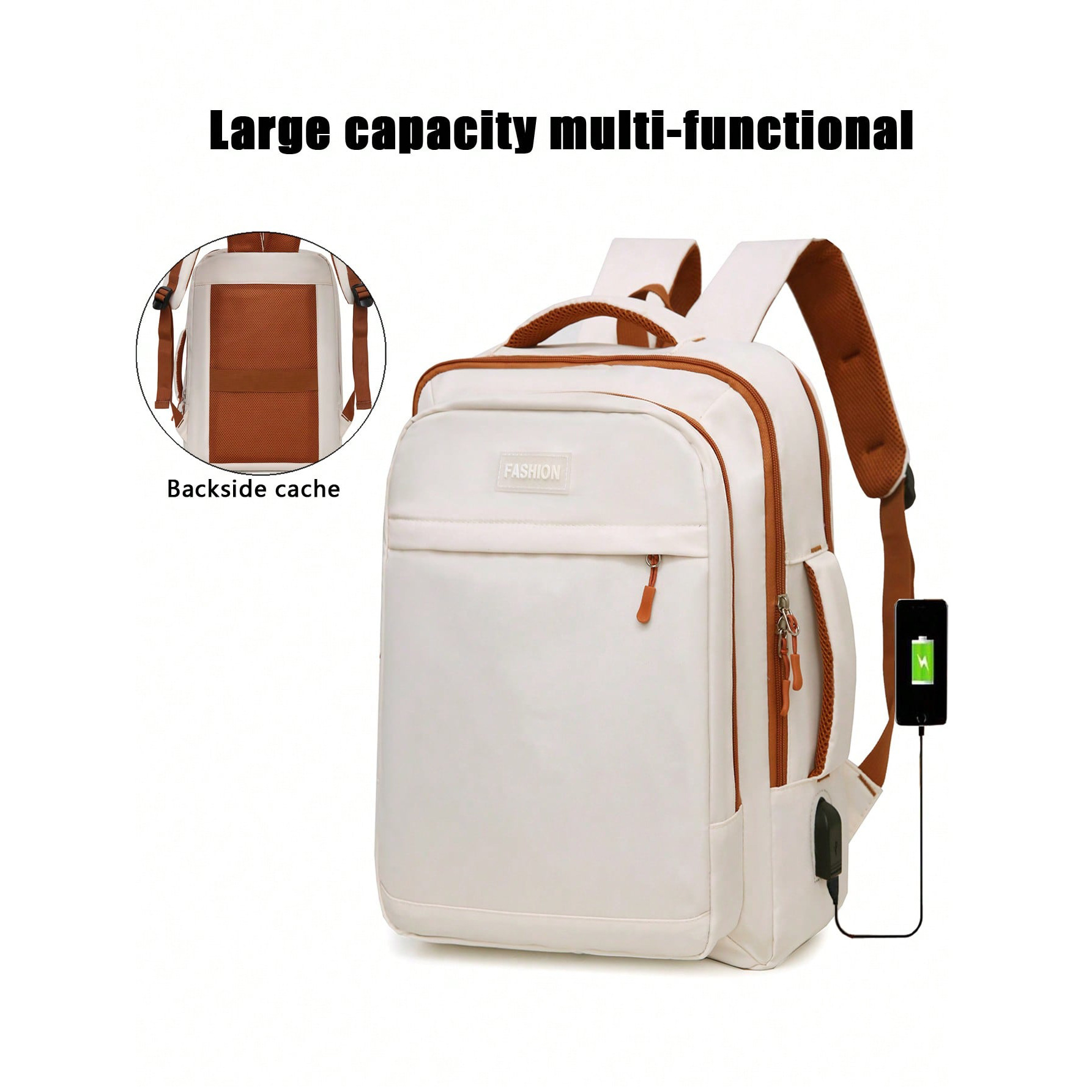 Mochila de negocios para hombres usb diseño mochila de gran capacidad ocio bolso de computadora de color sólido bolso de negocios ocio