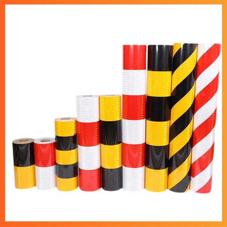 斜纹红白 黄黑防撞反光贴反光膜交通膜道路交通安全反光贴5公分