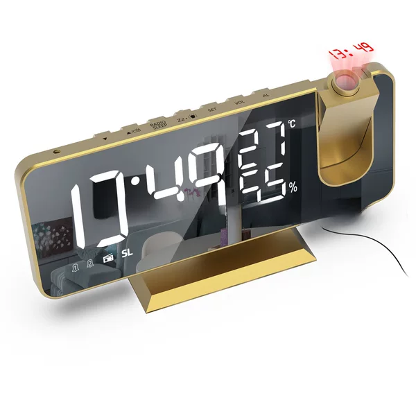 Amazon Cross-Border Radio Projection Clock Large Screen Display Temperature and Humidity Digital Clock Led Digital Alarm Clock Desk Clock