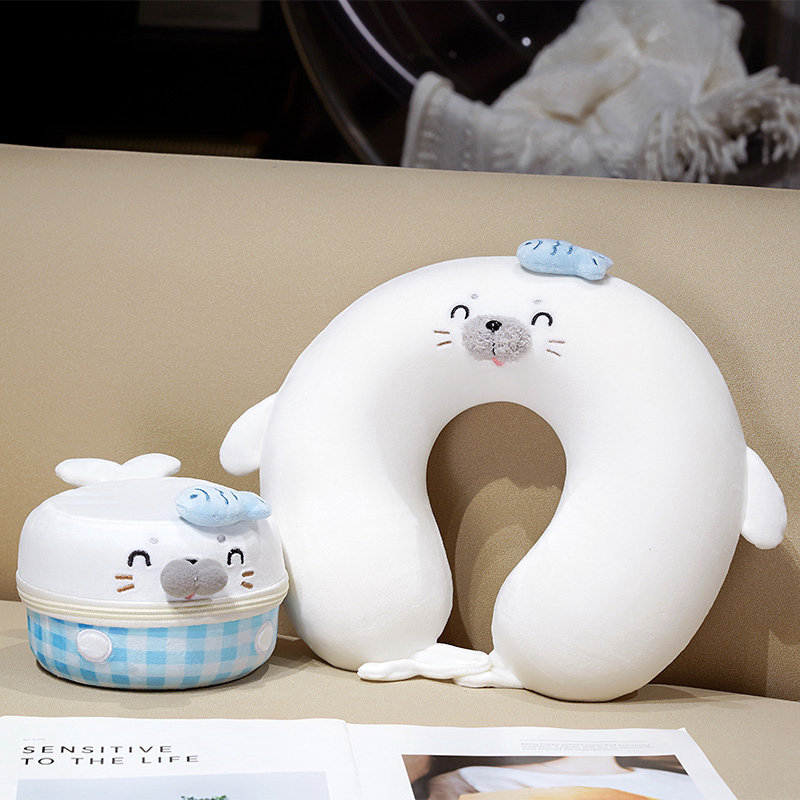 Cartoon Seal U almohada de memoria almohada de algodón de cuello almohada de oficina siesta almohada de viaje almohada portátil se puede almacenar