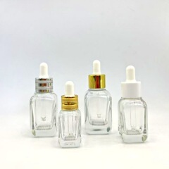 スポット四角形グリッドボトムドロッパーエッセンシャルオイルボトル 10 ミリリットル厚壁正方形ボトル 30 ミリリットルエッセンス透明ガラスボトル卸売