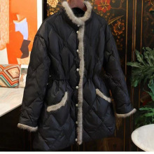 2025冬季爆款棉袄ins潮长袖毛边拼接加厚收腰保暖棉服外套女