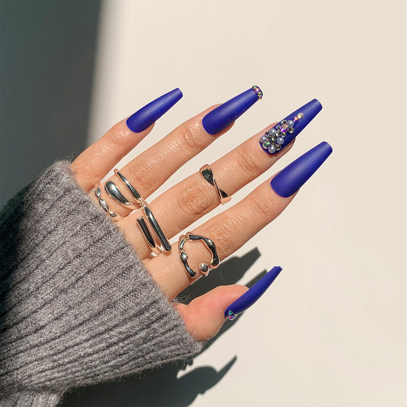 Royal Blue Wearable Nails, Whitening Manicure, Full Diamond Series Nails, Cross-Border Direct Supply of Wearable Nails, Wholesale Nails Royal Blue Wearable Nails, Whitening Manicure, Full Diamond Series Nails, Cross-Border Direct Supply of Wearable Nails, Wholesale Nails