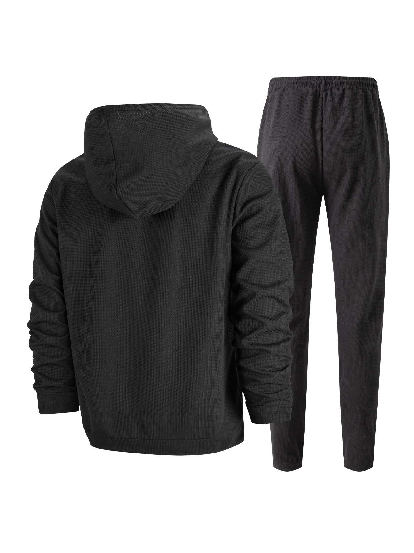 Men's Waffle-Knit Half-Zip Hoodie & Jogger Set – Breathable Lightweight Loungewear (S-XXXL, 5 Colors)_voghion.com