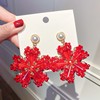 Red silver needle, retro demi-season earrings from pearl with bow, silver 925 sample, wide color palette