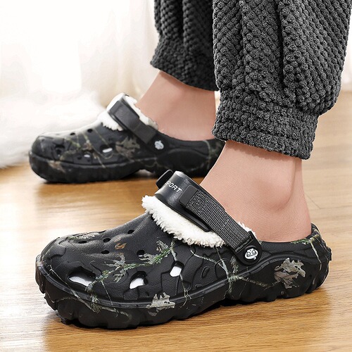 Cotton slippers men's winter new style thick sole and velvet warm cotton shoes EVA poop feeling cotton shoes