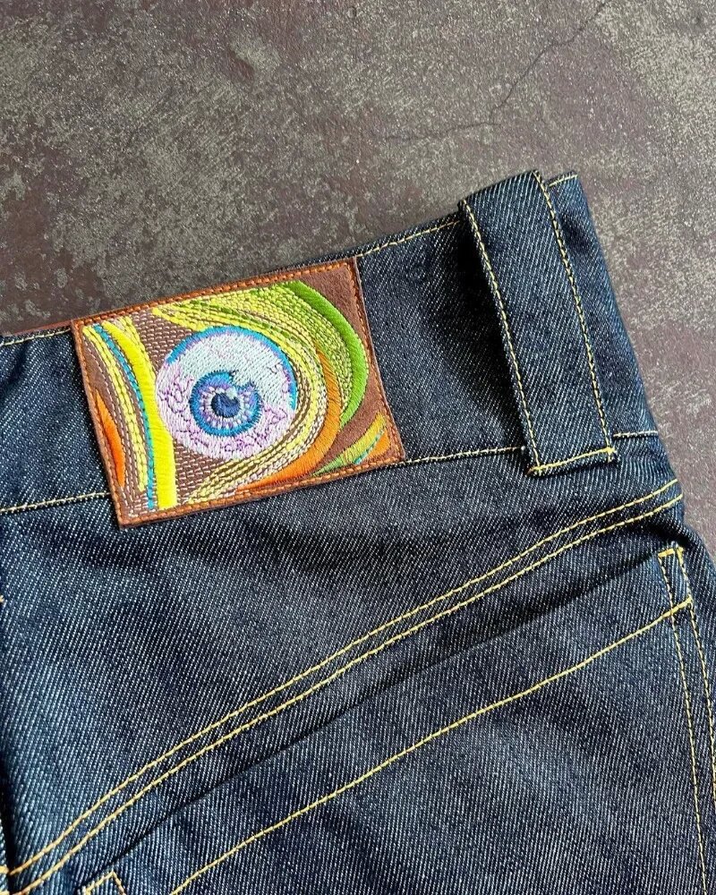 Men's Y2K Hip Hop Punk Embroidered Baggy Jeans, Heavy Duty Vintage Style Wide Leg Denim Pants Streetwear_mkmklike.com