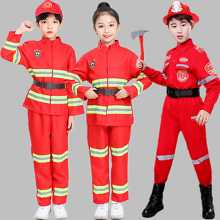 Children's Firefighter Clothing, Children's Professional Experience Role-Playing Clothing, Kindergarten Firefighting Clothing Set, Performance Clothing