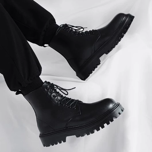 Ботинки Martin из воловьей кожи, мужские Мужские ботинки в британском стиле, осенние ботинки на толстой подошве, средний рост, увеличивающие рабочую одежду, мужские ботинки, черные модные короткие сапоги