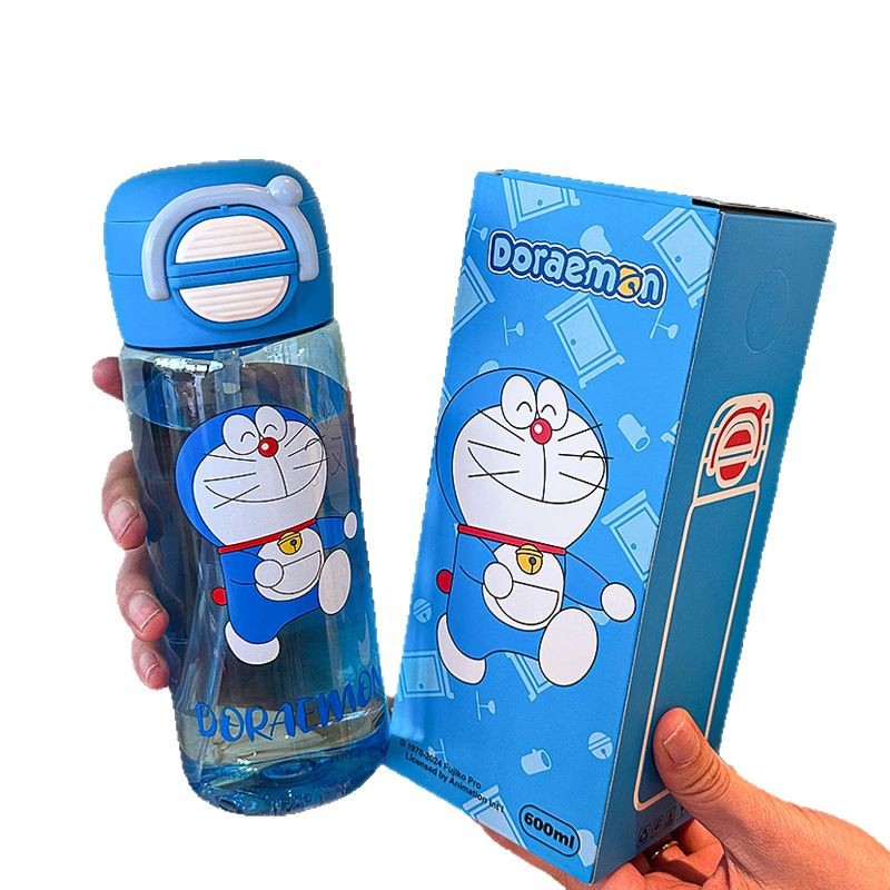 Taza de paja de plástico Doraemon de dibujos animados